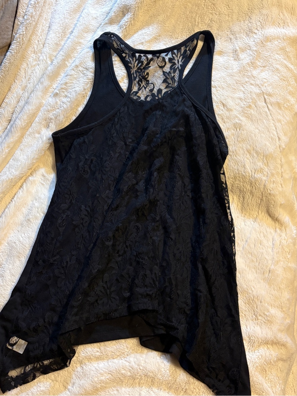 Charming Charlie Black Floral Lace Racerback Tank